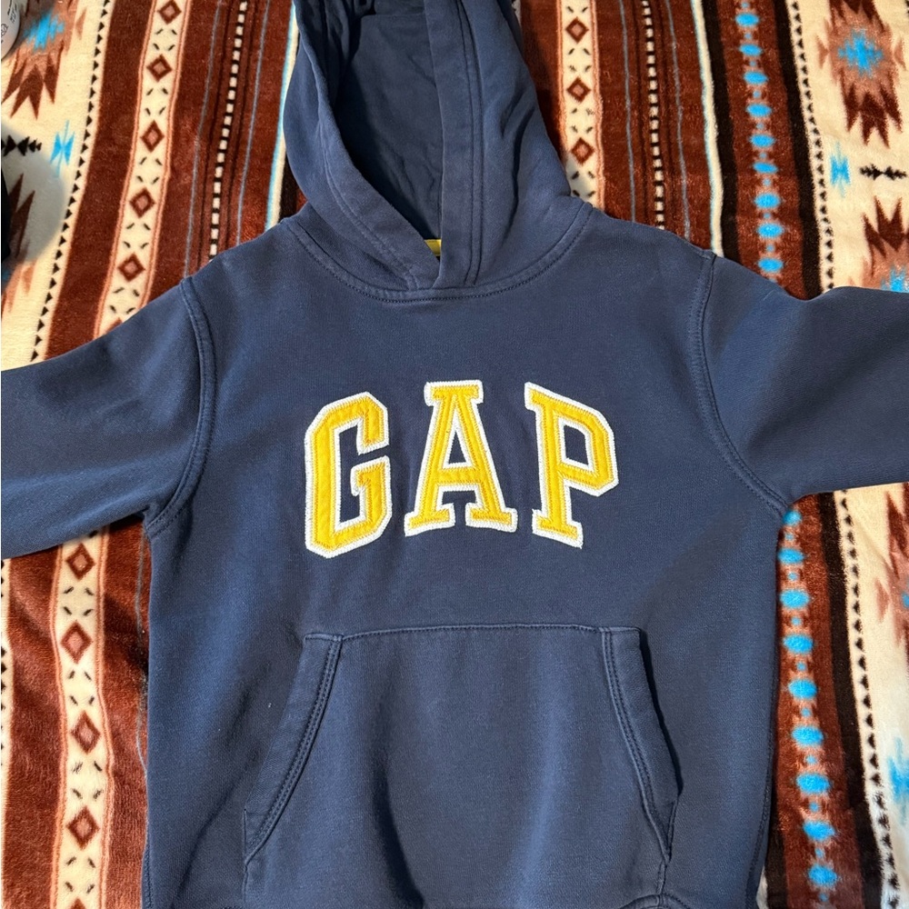 GAP Kids Dark Blue Hoodie with Yellow Logo